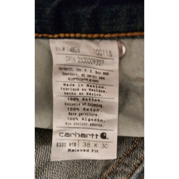 Carhartt Work Jeans Relaxed Straight Fit Blue Medium Wash Mens Size 38 x 30 - Picture 11 of 15